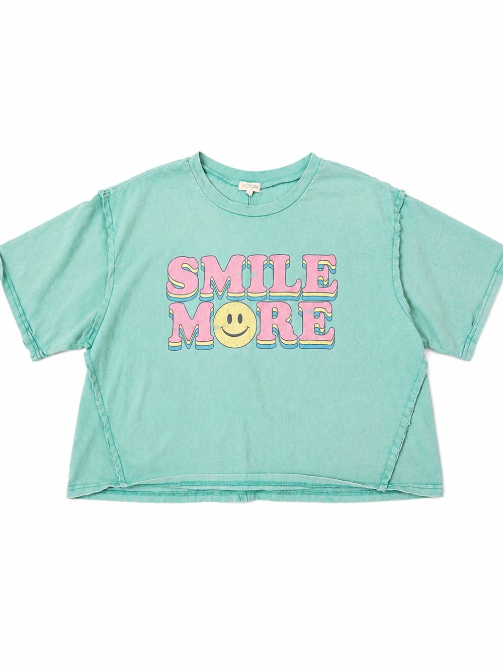 ROOLEE “Smile More” Graphic Cropped Tee – Size Medium